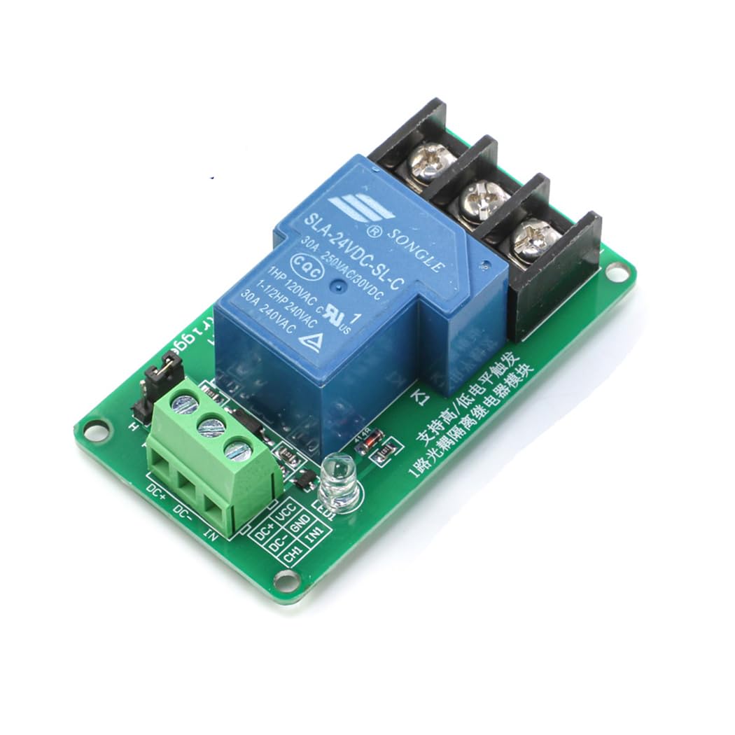 HiLetgo 2pcs 24V 30A One Channel Relay Module Optocoupler Isolation High and Low Trigger 24V