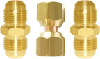 Joywayus 6 Pcs Brass 3/8" Flare Tube Fitting Kit Coupling Gas Union Adapter
