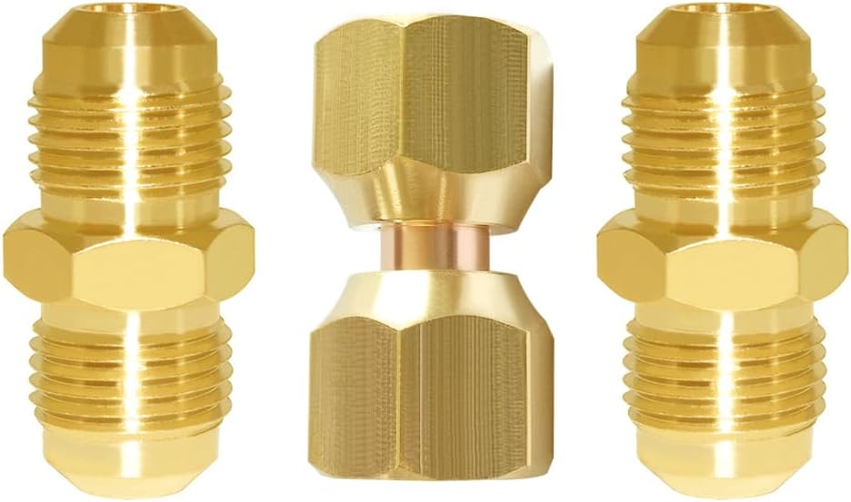 Joywayus 6 Pcs Brass 3/8" Flare Tube Fitting Kit Coupling Gas Union Adapter