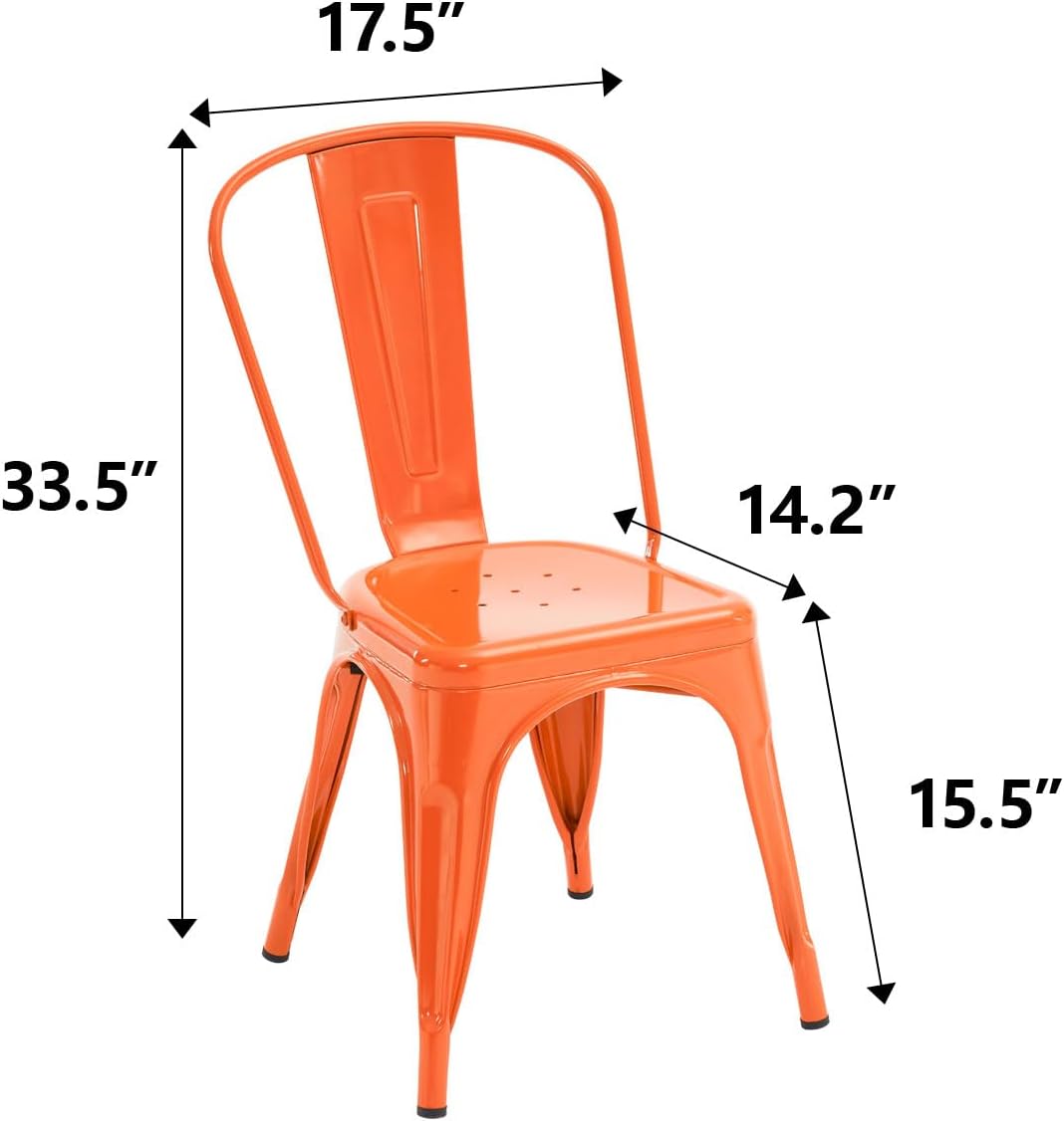 Metal Dining Chair Farmhouse Tolix Style for Kitchen Dining Room Café Restaurant Bistro Patio, 18 Inch, Stackable