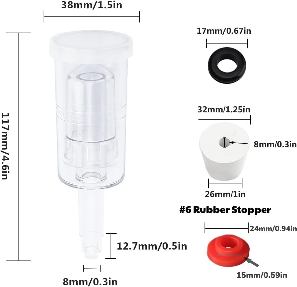 3-Piece Airlock 5-Pack with 5PCS #6 Stoppers, 5pcs Silicone Loops & 10PCS Grommets – Complete Fermentation Kit for