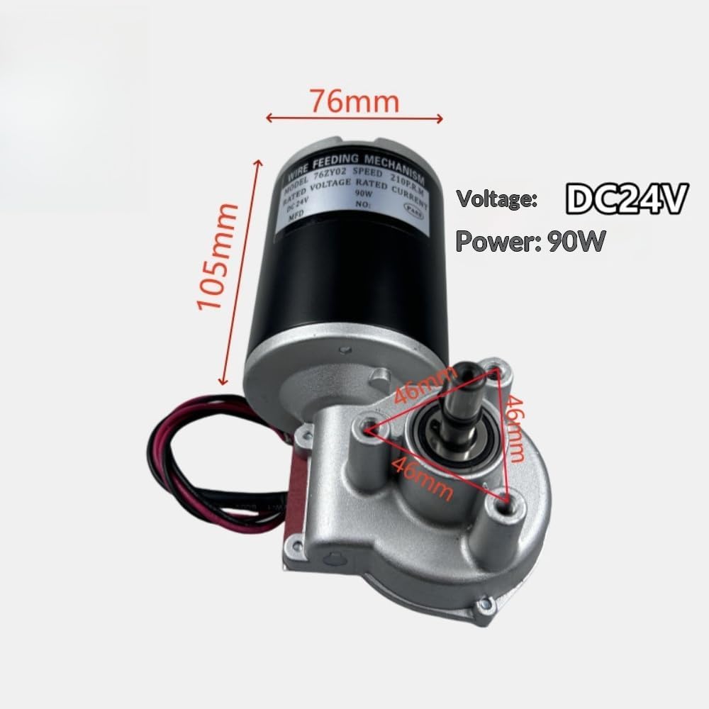 1pc 24v Dc High Speed Wire Feed Drive Motor, 76mm Outer Diameter 90w 210rpm 2-24m/min Left Mount Wire Feeder Motor for Century Snap-on Mig Welder Replacement