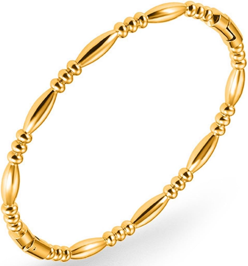 Jewelers Stainless Steel Classic Plain Water Drop Beads Style Open Clasp Bangle Bracelet