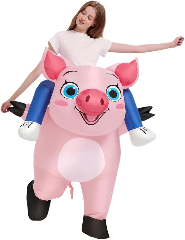 Inflatable Costume Adult,Ride on Pig Costume Inflatable Halloween Costume Women Adult Size,Blow up Costumes for Adult