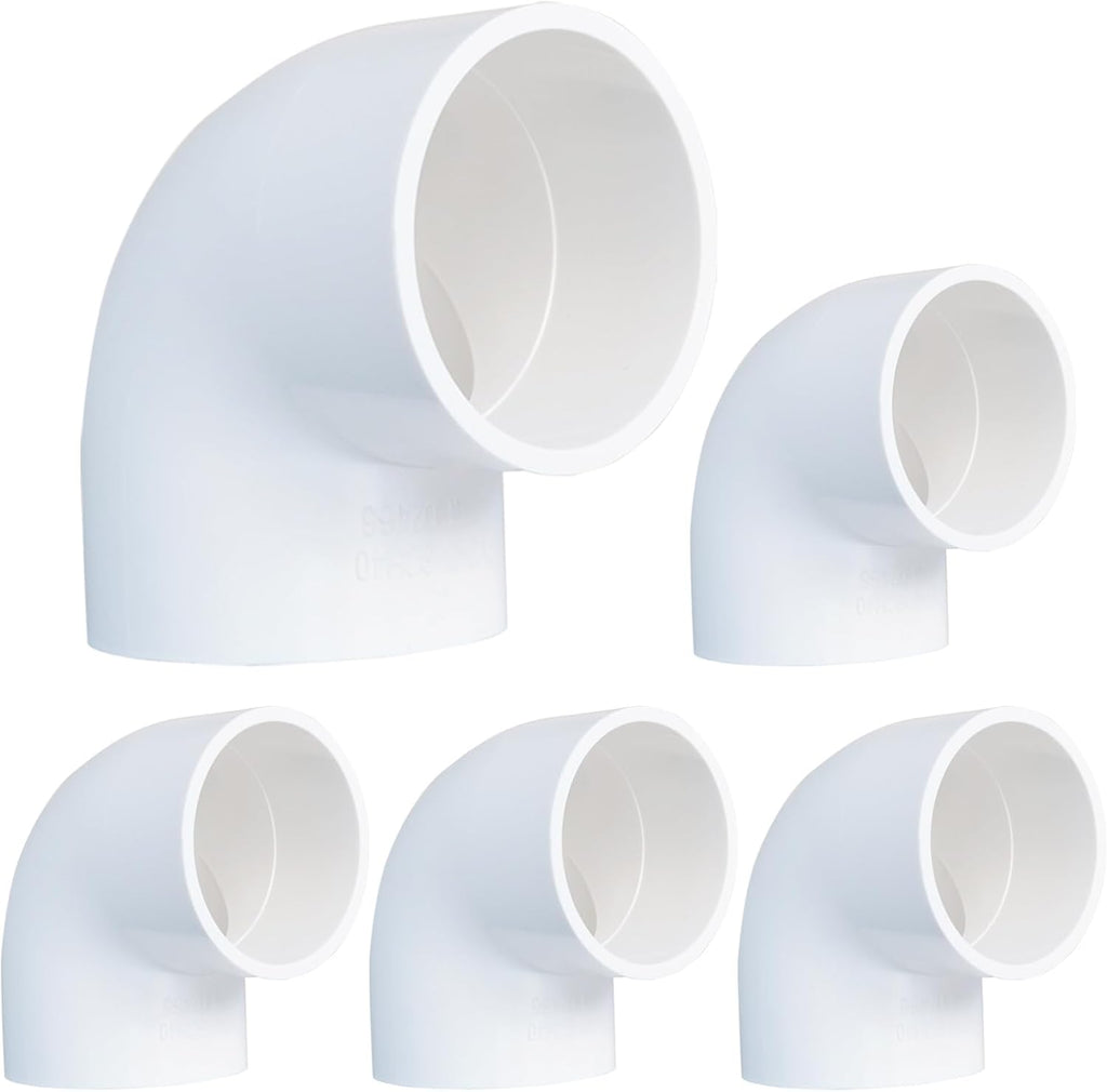 5 Pack 2 inch PVC Elbow Pipe Fittings Schedule 40 (Socket x Socket)