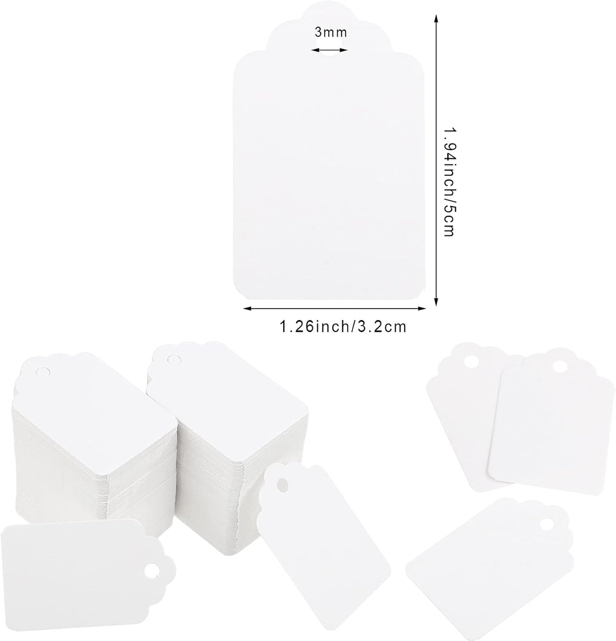 2006 Pcs Clothing Price Tags Gun with Tags Set, Scalloped Blank