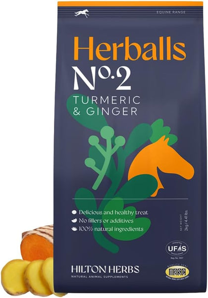 Herballs No.2 - Turmeric & Ginger All-Natural Treats for Horses 2kg (4.4lb) Bag, Equine Supplement