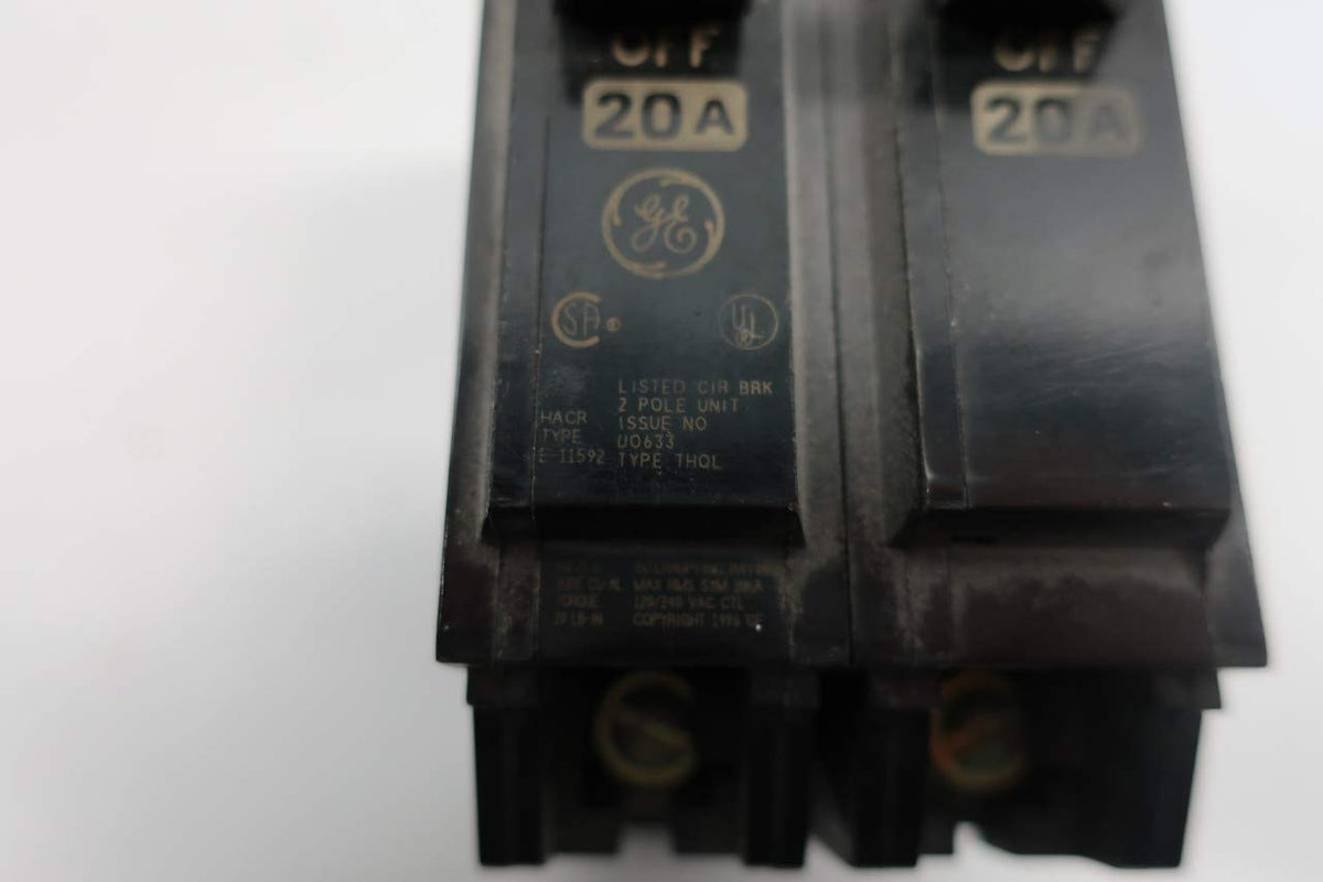 GE Magnetic Circuit Breaker THQL2120-2-Pole, Plug-in Mount, 20A 120/240V - Standard Size