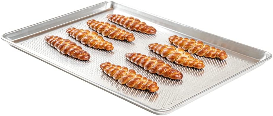 2-Piece Perforated Aluminum Baking Sheet Set - Met Lux Half & Full Size Sheet Pans, Heavy Duty, Even Airflow