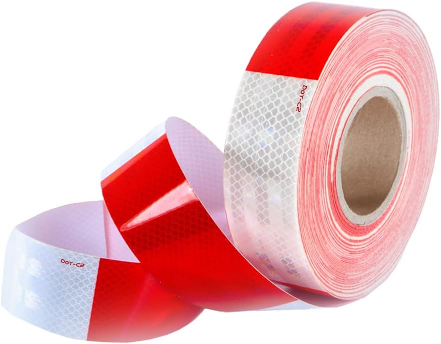 2" in x 150' ft Diamond Grade Pattern Trailer Truck Conspicuity DOT Class 2 Reflective Safety Tape - 6" Red / 6" White