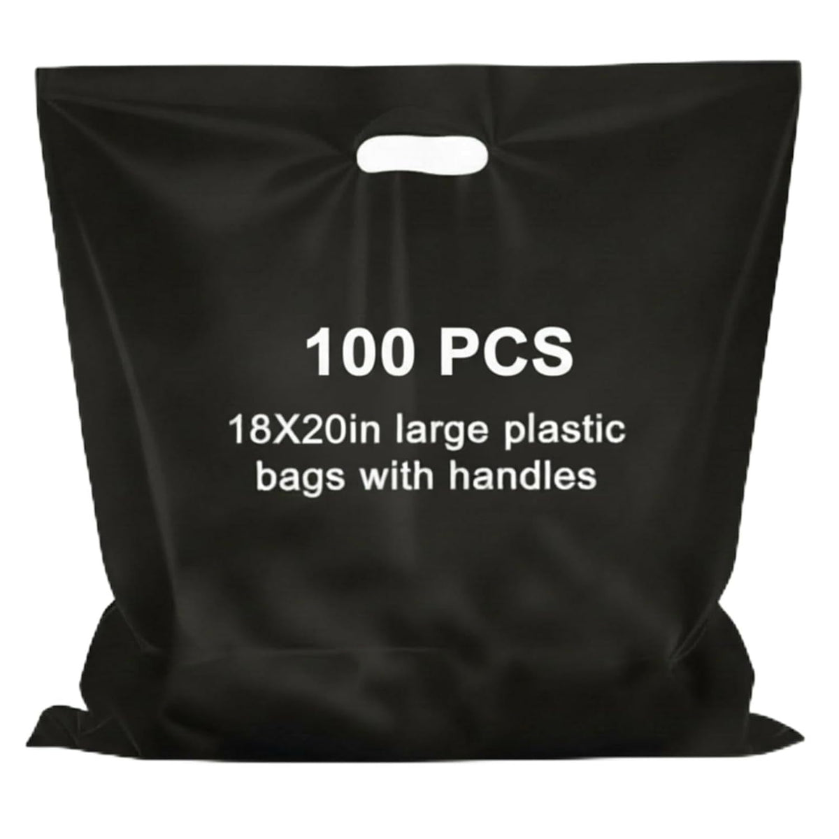 100 Pcs 18 x 20 Inches Plastic Shopping Bags with Handle, Black