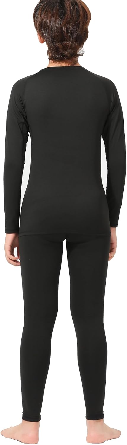 2-Set Boys Thermal Underwear Set Fleece Lined Compression Long Johns | Ultra-Soft Warmth, High Elasticity, Quick-Dry