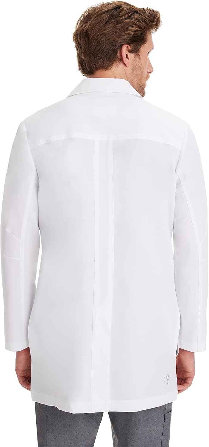Logan Men's Lab Coat with 5 Pockets, Knit Details & Side Slits Back length 34½" 360° Stretch 5100