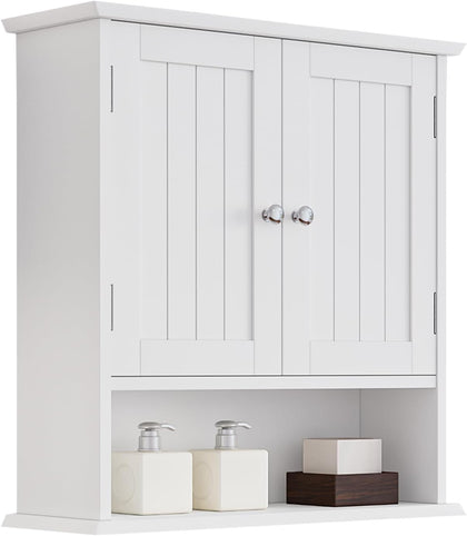 Bathroom Wall Cabinet, Bathroom Cabinet Wall Mount with 2 Doors and Open Shelf, Over The Toilet Wall Storage Cabinet