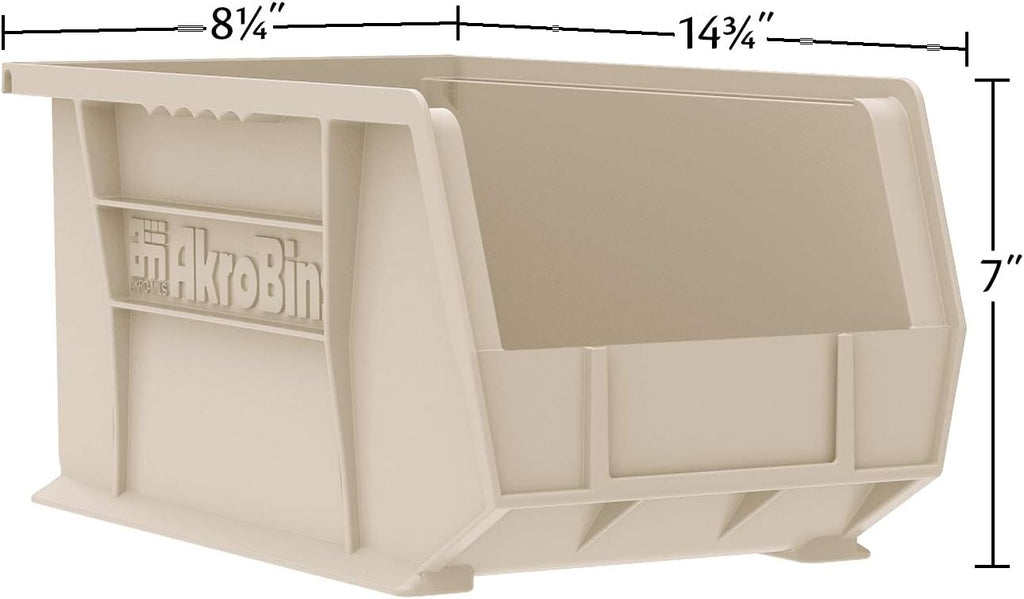 30240 AkroBins Plastic Storage Bins, 15"x8"x7", Blue, 12-Pack | Space-Saving Stackable Bins for Garage, Pantry, Craft