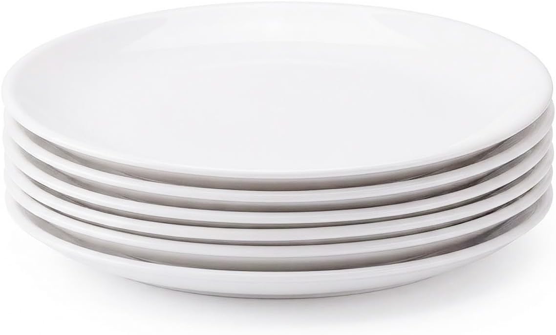 Melamine Plates,6 Pack Unbreakable White Dinner Plate for Steak, Buffet & Picnic, Lightweight Outdoor Serving Plates