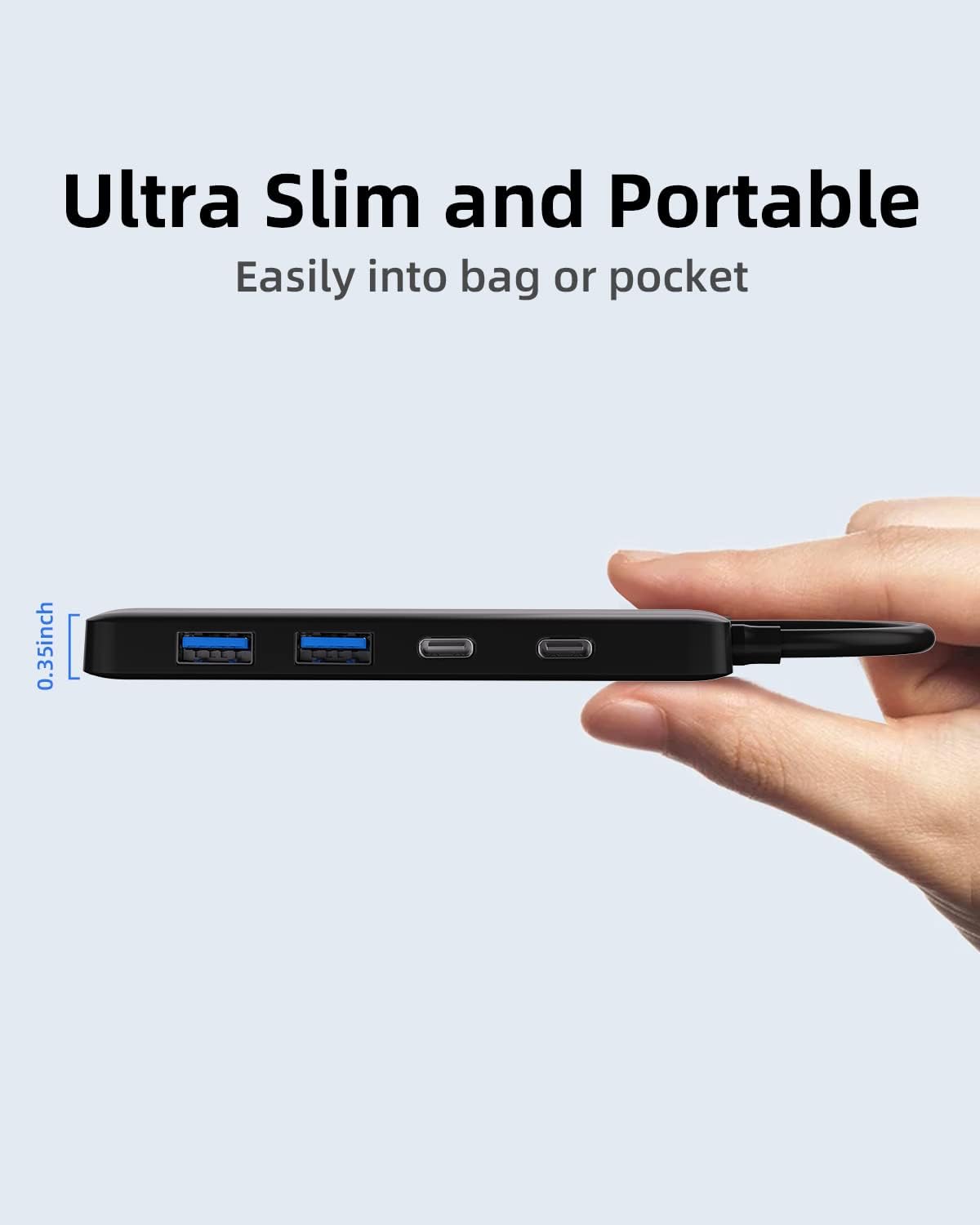 Dual USB C USB A 3.0 Hub: USB Hub 4 Ports with 2* USB-C 3.0 and 2* USB-A 3.0, Ultra Slim Portable USB Splitter