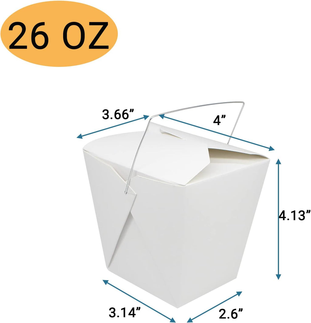 50 Pack 26oz Chinese Take Out Food Boxes, Paper Takeout Container