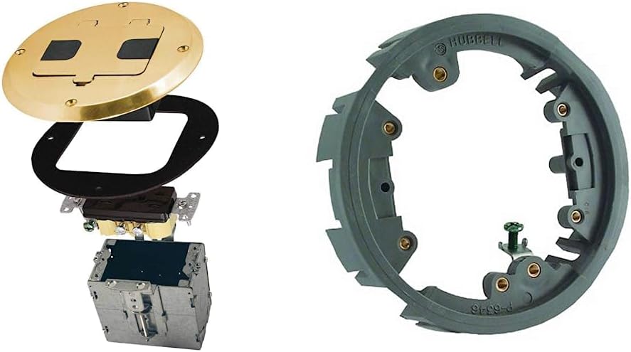 Hubbell-Raco Floor Kit Bundle with Recessed Duplex Receptacle, Adapter Ring and Accessories