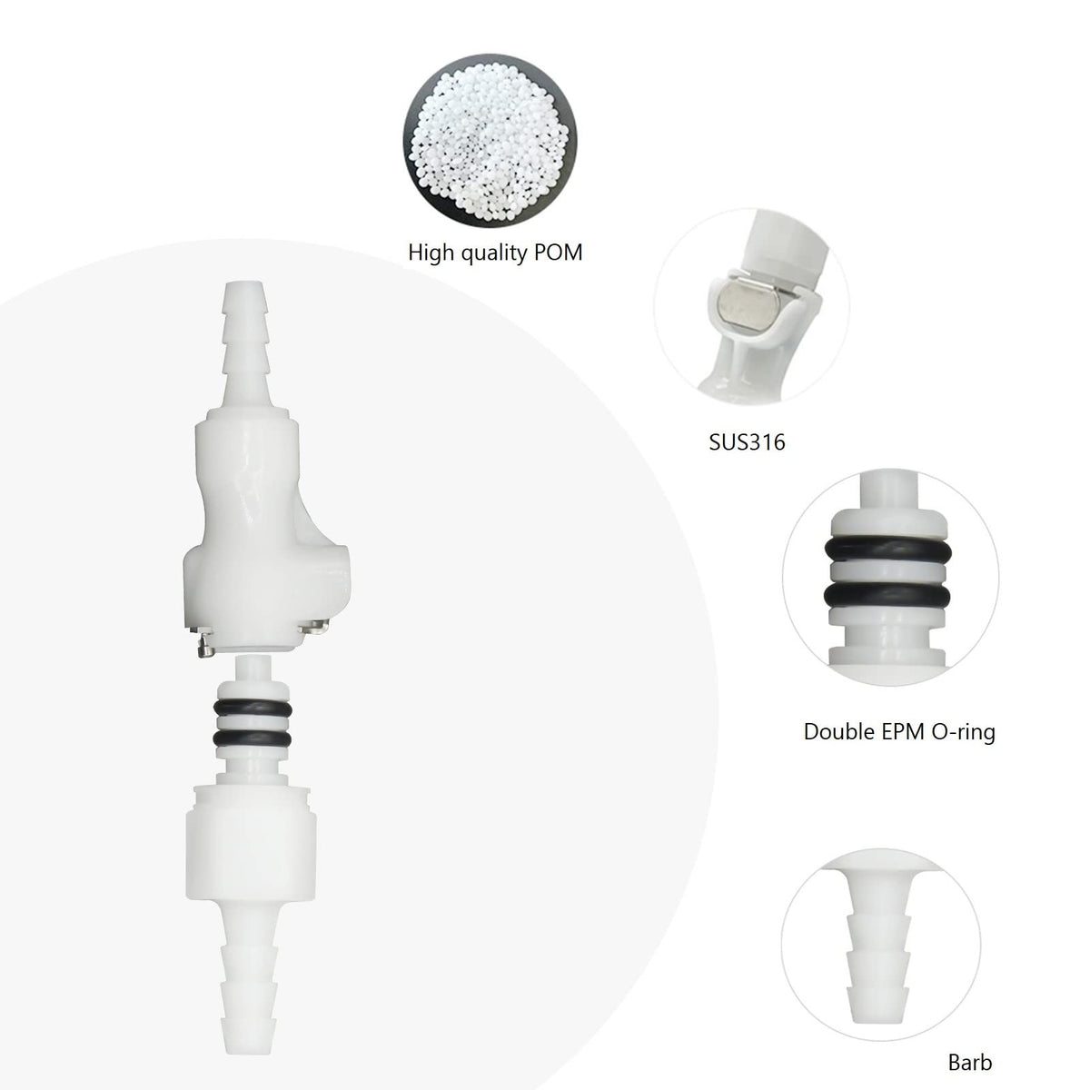 BBTUS 2Pcs 1/8" Plastic Hose Barb insert Quick Connector Disconnect Fitting