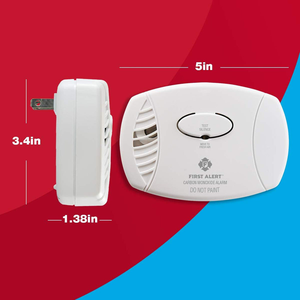Carbon Monoxide Detector, Plug-In Alarm with Battery Backup, CO606, White, 1-Pack