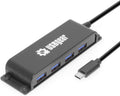 4-Port USB-C Portable Hub w/ 3.3ft Cable, 10Gbps Transfer for Laptops, Phones, Hard Drives & More
