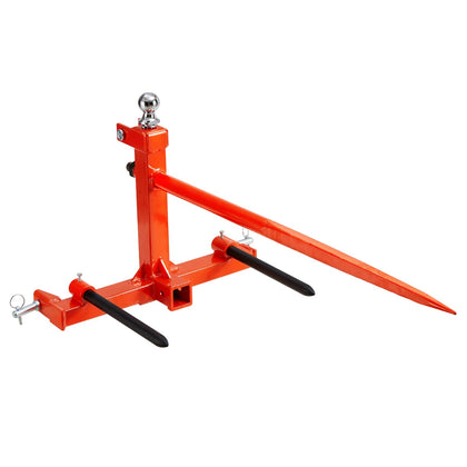 49" Hay Spear, Bale Spears 1600lbs Loading Capacity, Three-Point Hitch Tractor Attachment with 2pcs 17.5" Stabilizer