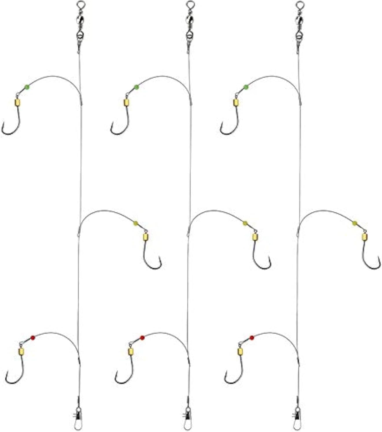 Fishing Hook with Leader,5 Hooks Fishing Rig-7 Strands Nylon Coated Fishing Leader with Swivle,Snap,Hooks