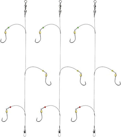 Fishing Hook with Leader,5 Hooks Fishing Rig-7 Strands Nylon Coated Fishing Leader with Swivle,Snap,Hooks
