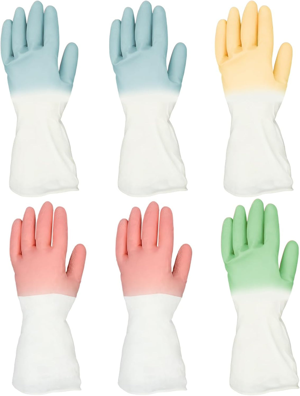 Rubber Dishwashing Gloves 6 Pairs, Rubber Cleaning Gloves for Household Washing Dishes Cleaning Gardening, Colorful