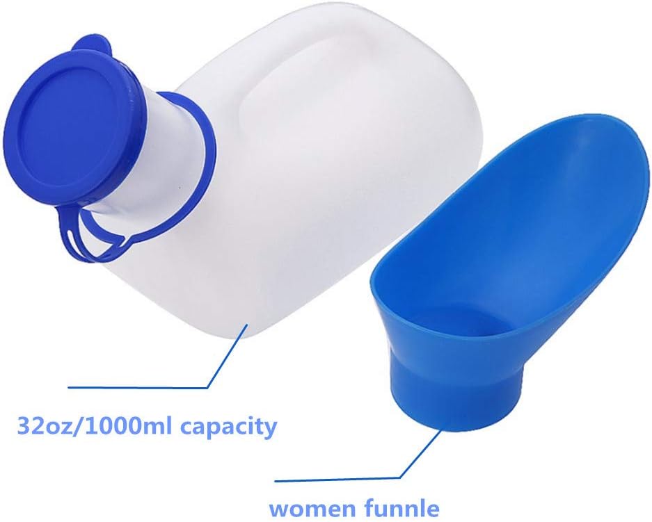 Unisex Potty Urinal for Car, Portable Urinal for Men and Women 33.8oz-White | Bedpans Pee Bottle, with a Lid and