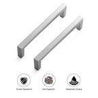 Brushed Nickel Square Solid Cabinet Handles, 5 Inch, 20 Pack