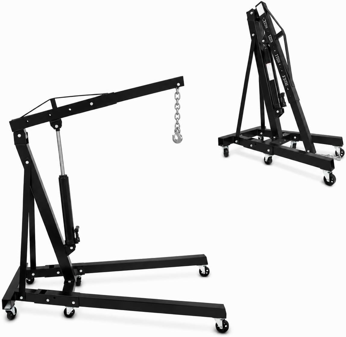 2 Ton Engine Hoist Foldable Cherry Picker,Heavy Duty Engine Lift Hoist,Foldable Hydraulic Shop Crane,6 Iron Caster