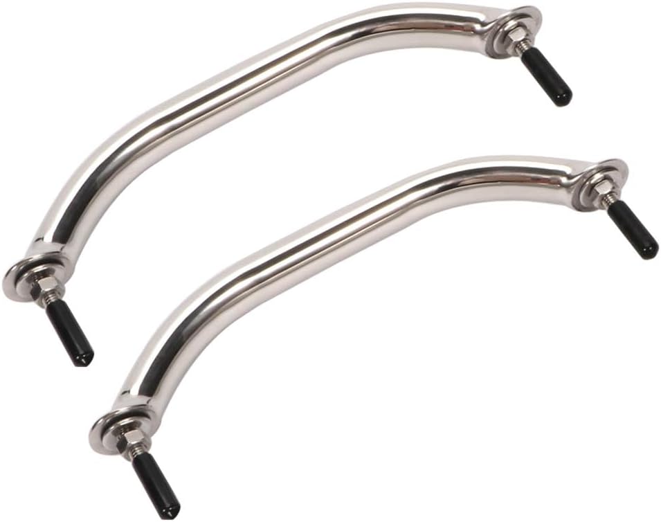 Boat Grab Bar 304 Stainless Steel Polished Grab Handle Handrail Hardware Multipurpose (2PCS) (9“ Silver)