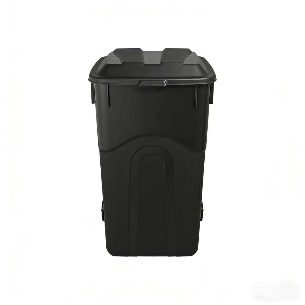 45 Gallon Trash Can, Heavy Duty Plastic Garbage Cans, Outdoor Trash Can with Lid and Wheels Black for Terrace