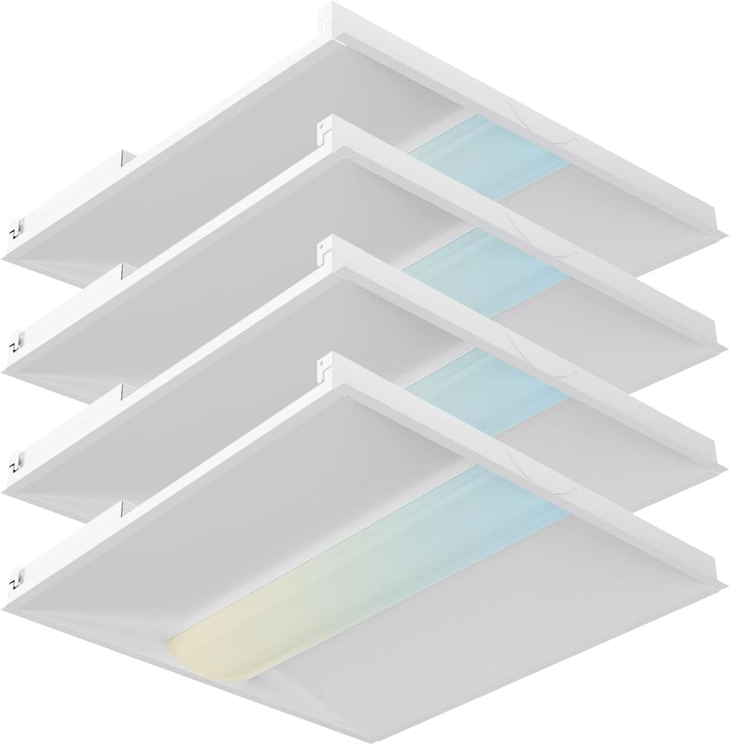 2x2 LED Troffer Light,Selectable 4CCT,5600 LM,0-10V Dimmable,4Pack