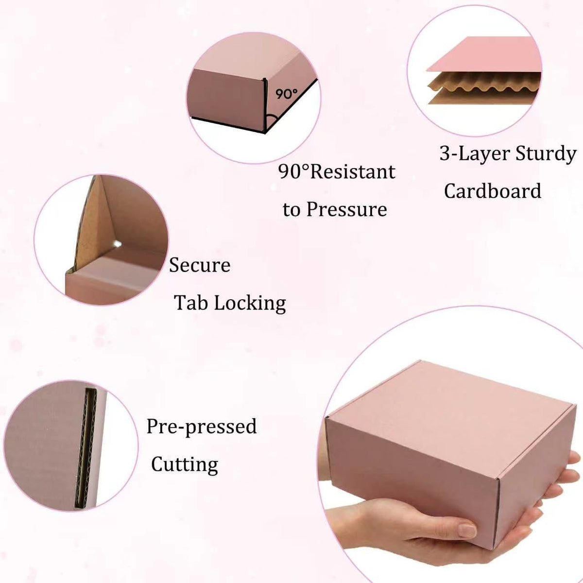 Pink Shipping Boxes 24 Pack 8x6x2 inches, Corrugated Cardboard Mailer Boxes
