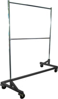 Commercial Grade Double Bar Rolling Z Rack with Nesting Black Base
