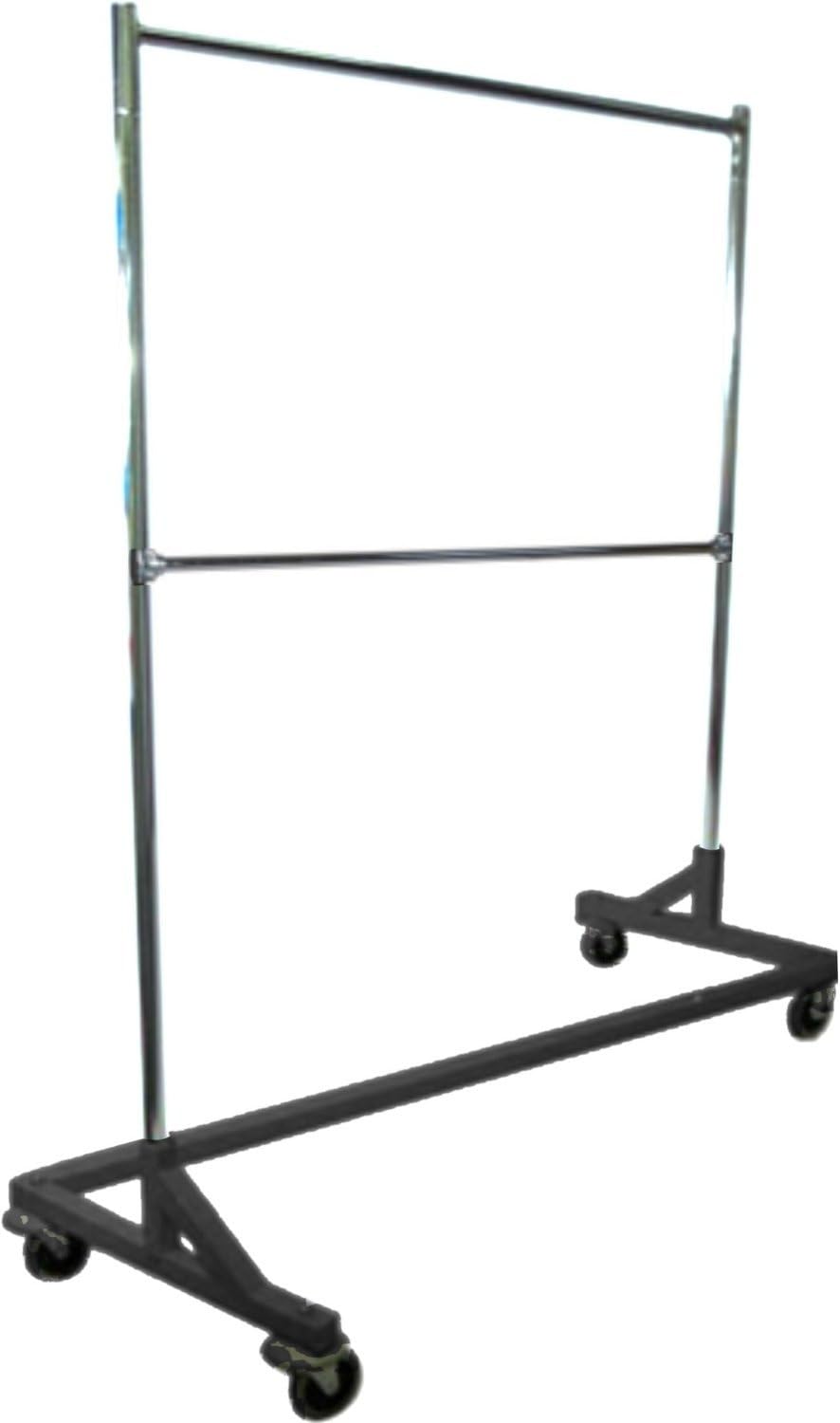 Commercial Grade Double Bar Rolling Z Rack with Nesting Black Base