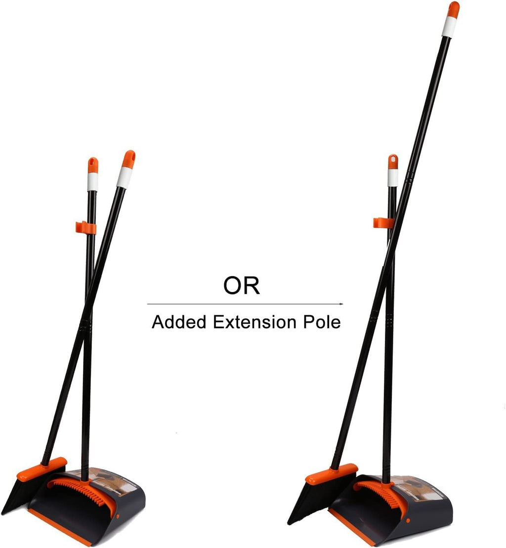 Broom and Dustpan Set with 52" Long Handle for Home Kitchen Room Office Lobby Floor Use Upright Stand Up Stand Up
