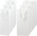6Pcs White Wine Gift Bags for Single and Double Bottles Paper Bottle Bags with Handles for Champagne, Whiskey
