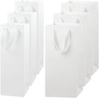 6Pcs White Wine Gift Bags for Single and Double Bottles Paper Bottle Bags with Handles for Champagne, Whiskey