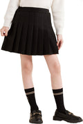 Girls' Pleated Mini Skirt with Undershorts - High Waist Pull-on Tennis School Uniform, Stylish Versatile for All Tops