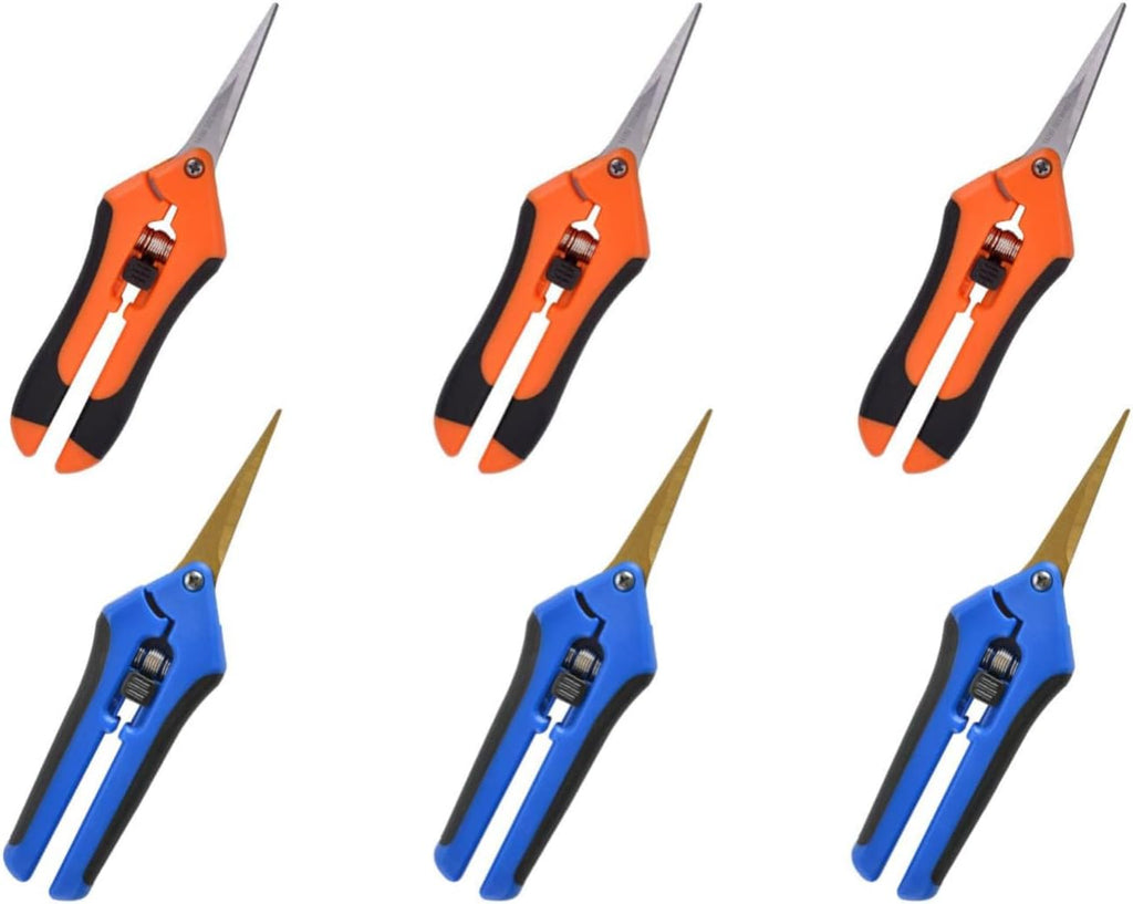 3 Packs Straight Pruning Shears, 3 Packs Curved Blades Trimming Scissors For Cannabis Gardening Hand Pruning Snips