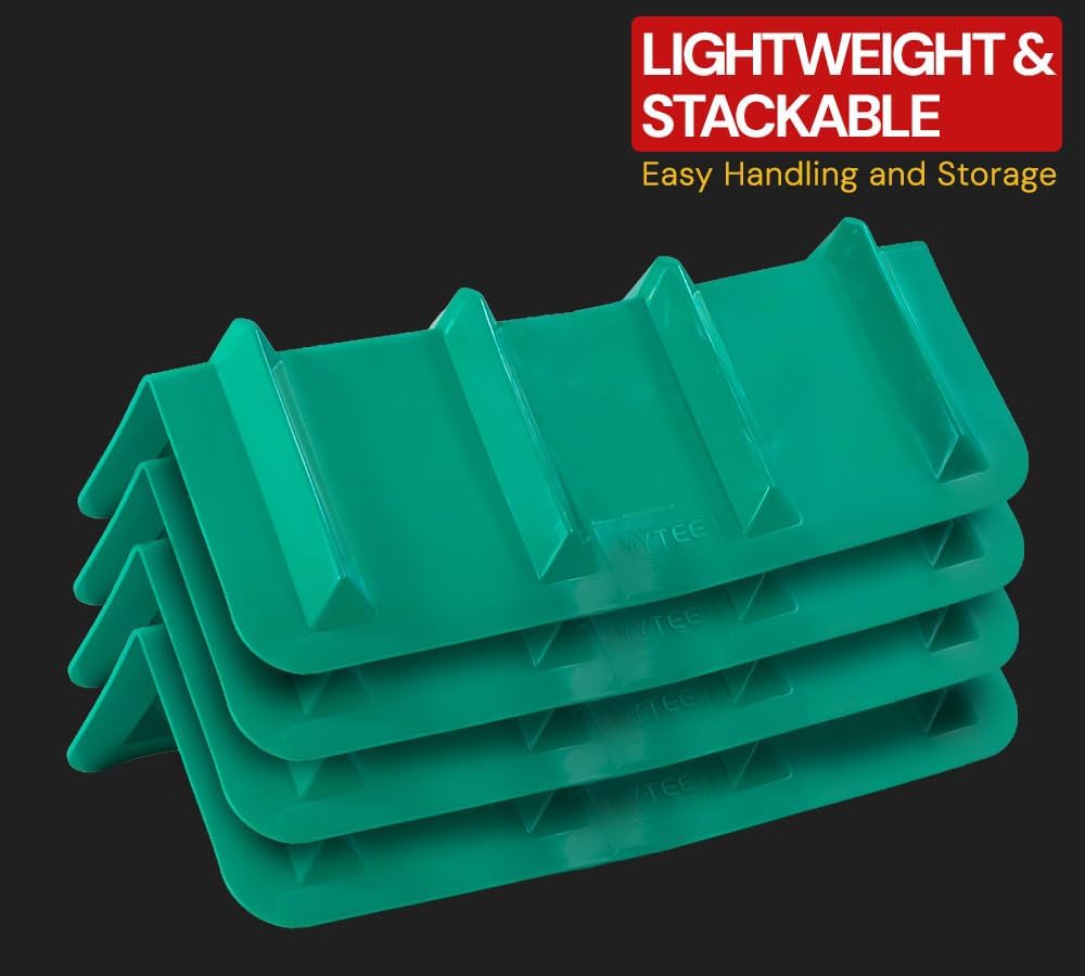 8"x8"x24" Green Flatbed Corner Protector - V Shaped Edge Guard for Tie-Down Winch & Ratchet Straps - Plastic Corner
