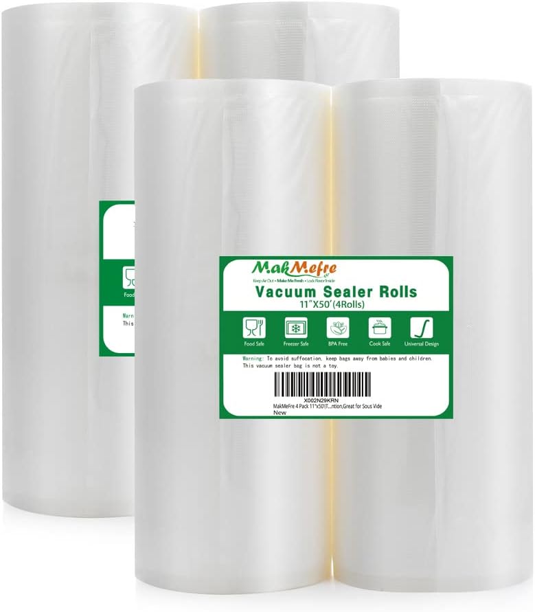 4Pack Vacuum Sealer Bags Rolls 11"x50' for Food Storage