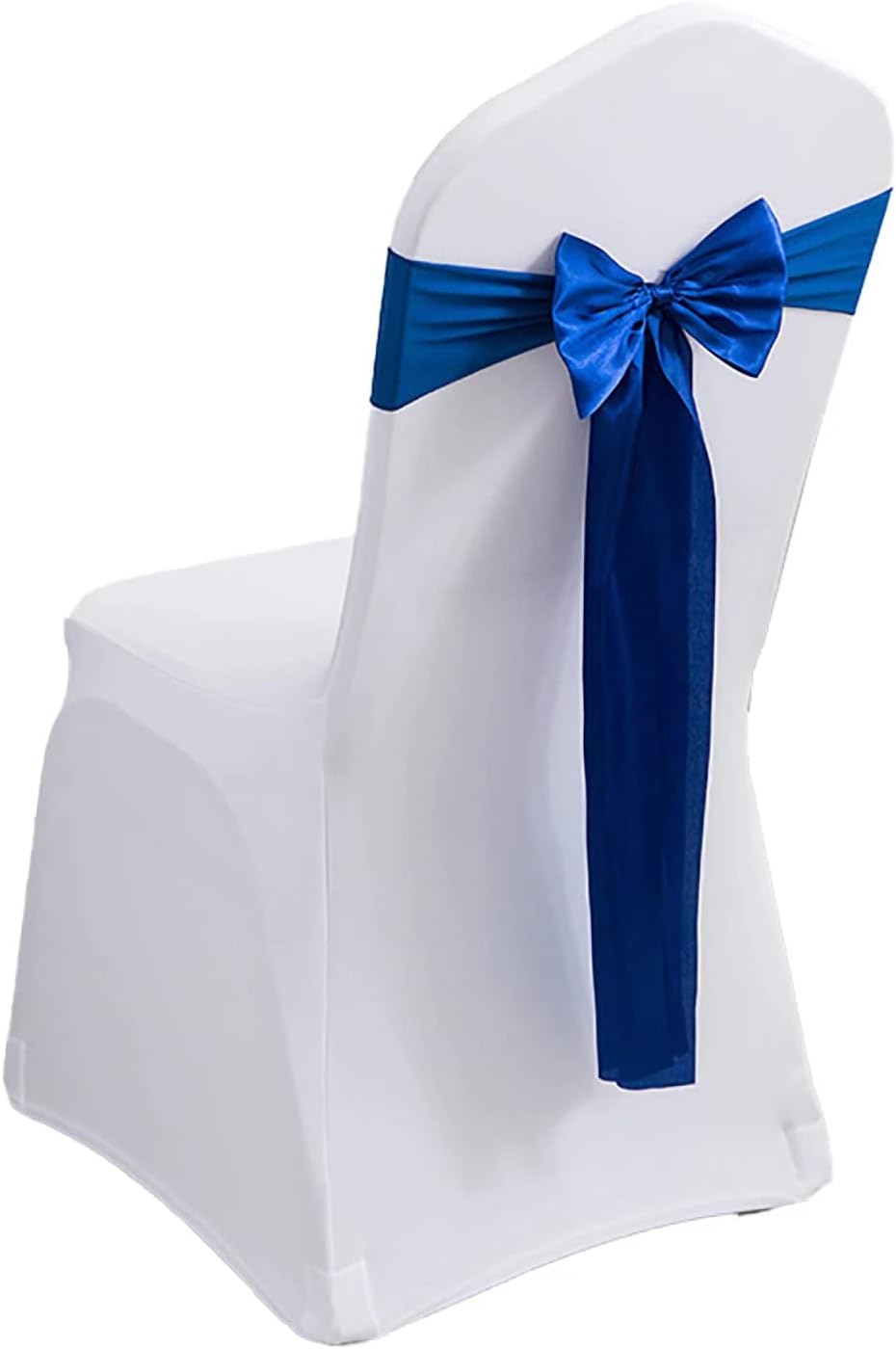 Royal Blue Spandex Chair Bands - Pack of 6 Stretch Sashes for Wedding, Party, Banquet & Home Decoration