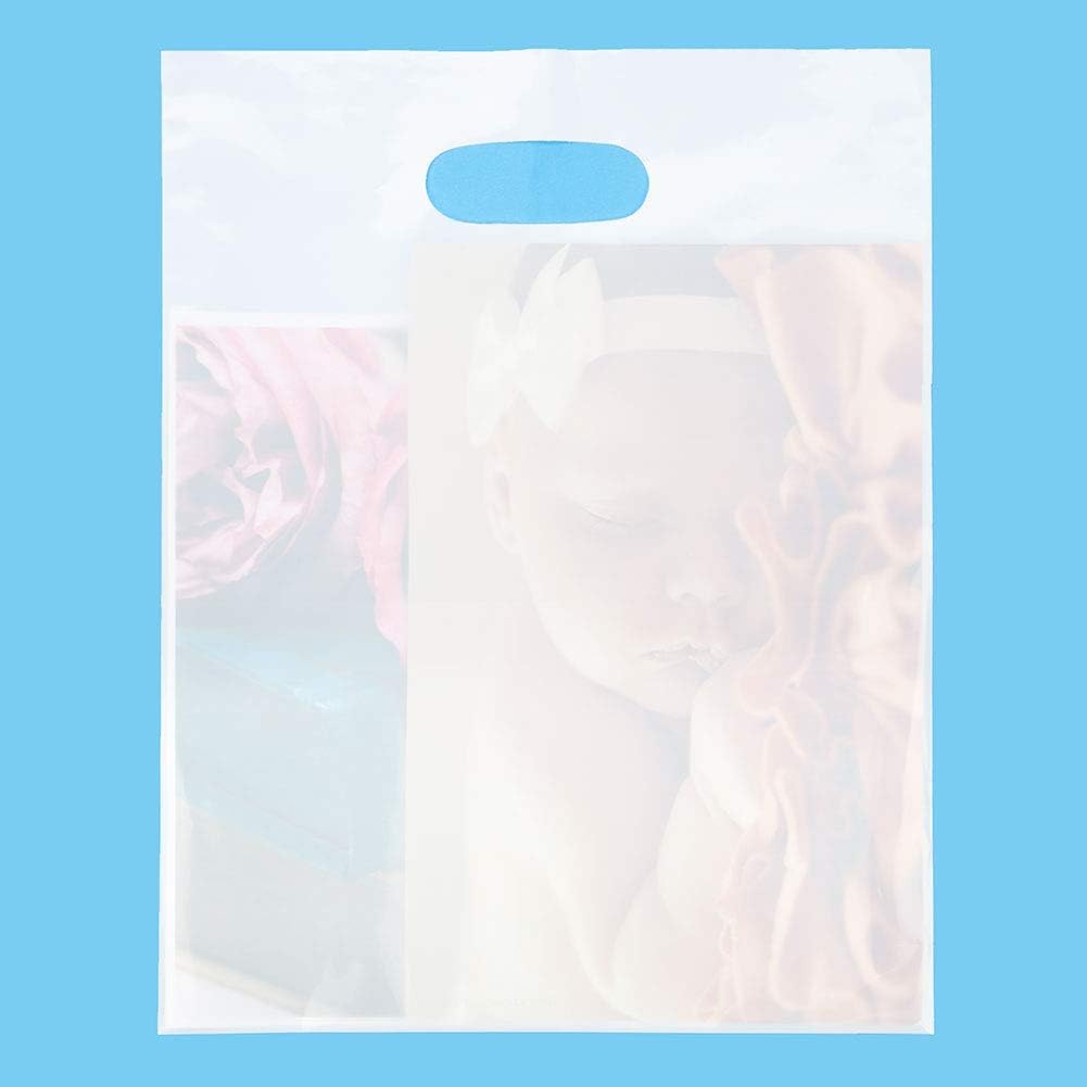 100 White Handle Bags 12x15, Extra Thick 2.25 Mil Retail Plastic Shopping Merchandise Gift Bags Tear Resistant Strong