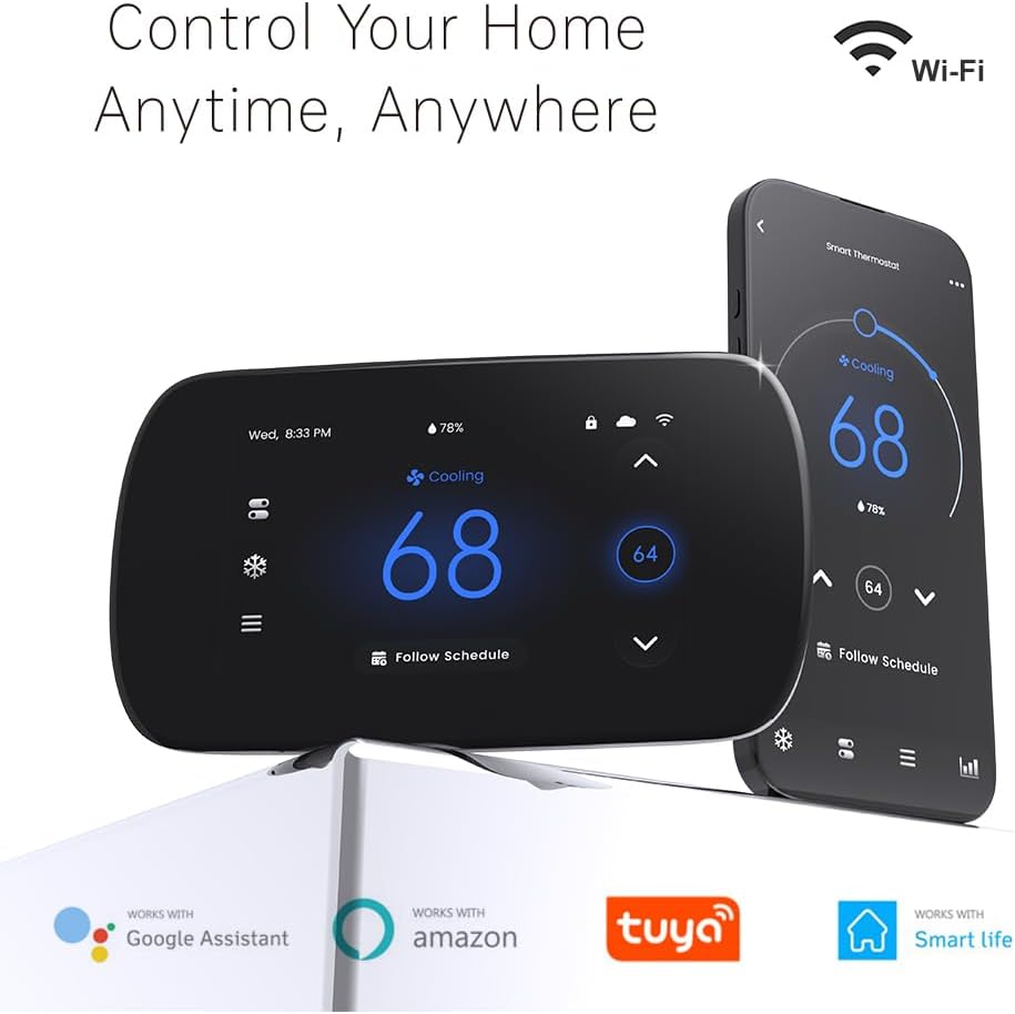 Smart Thermostats for Home, Wenzhiiot Programmable WiFi Thermostat with 4.3" Touchscreen Display, App Control, Easy