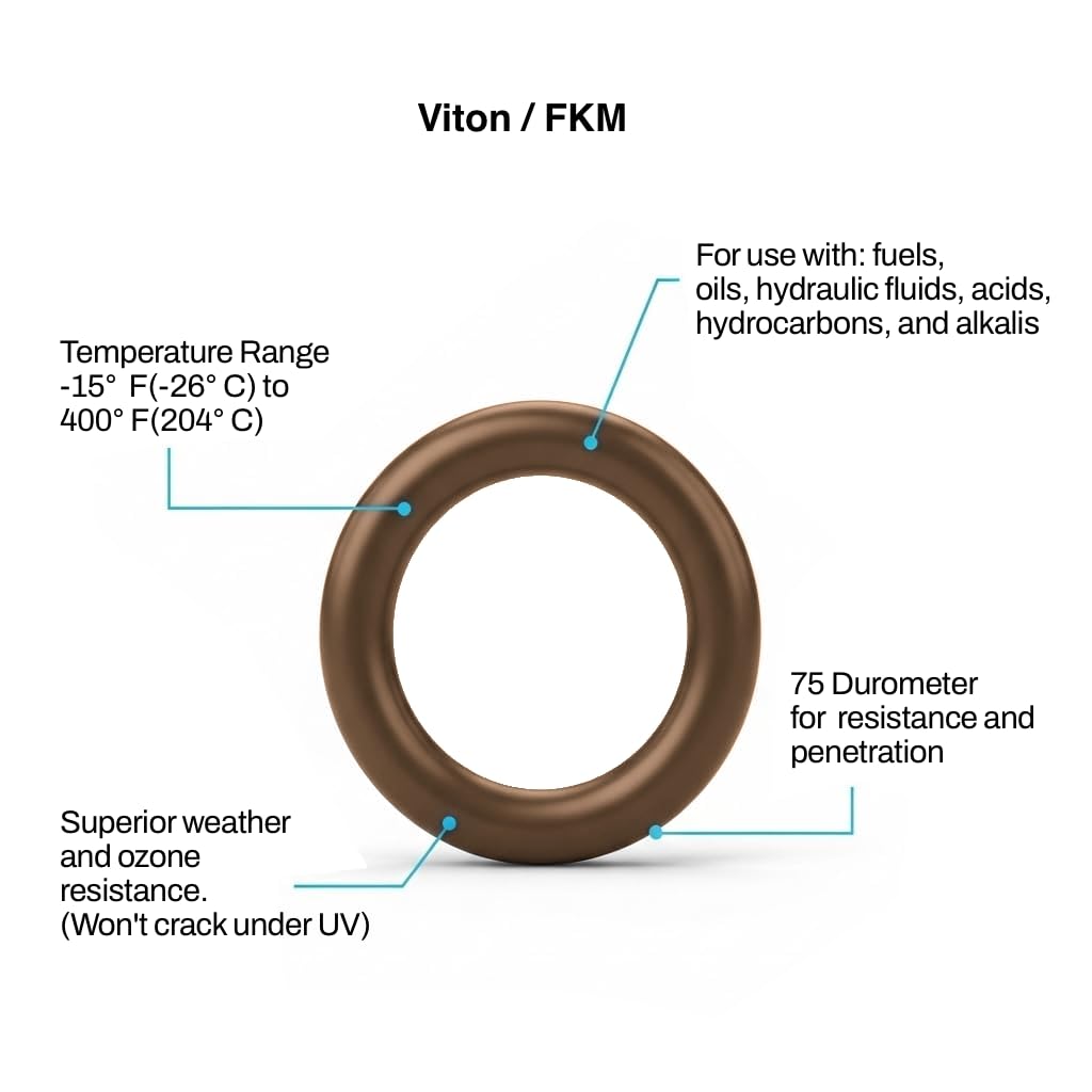 100 PK AS-010 Viton O-Ring, 75A 1/4" ID, 3/8" OD, 1/16" Width, Brown